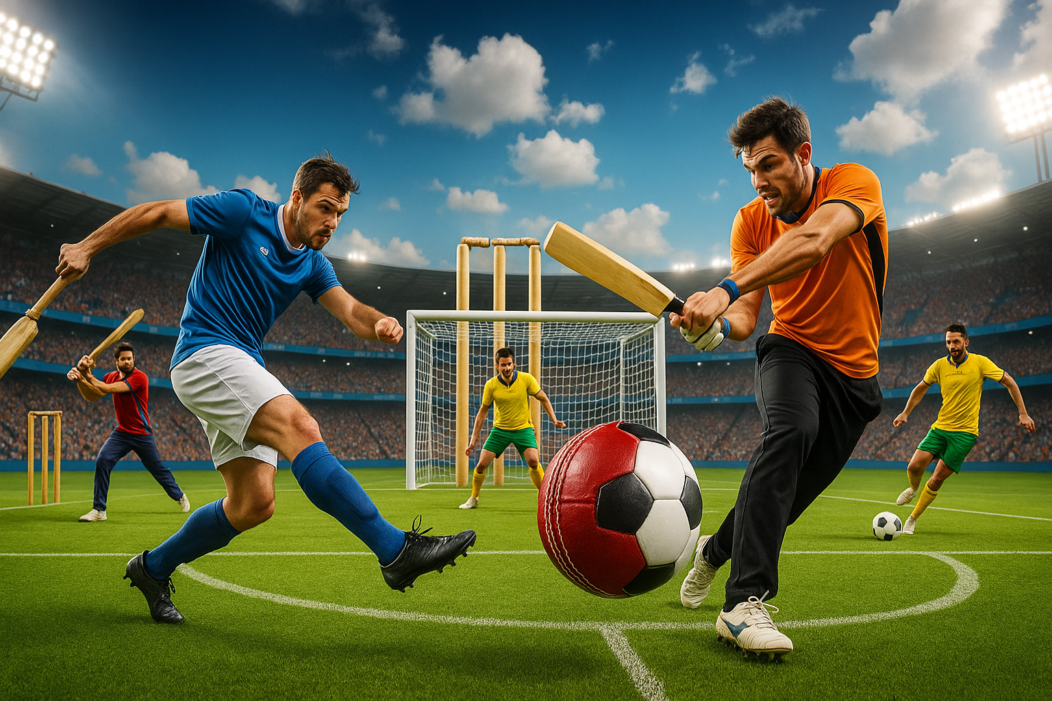 cricket and foodball sports mix